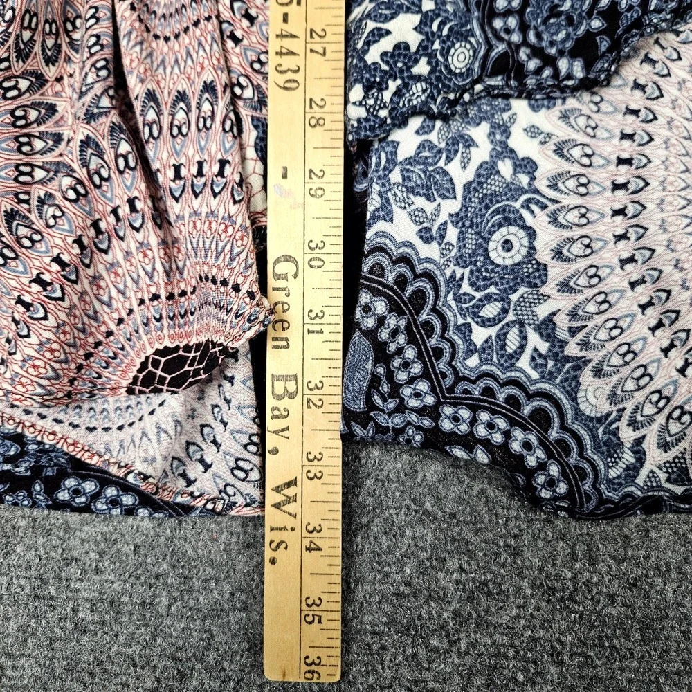 Boho Midi Skirt Size 23 Blue Pink Mandala Handkerchief Flowy‎ Festival Geometric